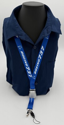 Boeing 737 Blue Aviation Lanyard, Seat Belt Buckle, pilot id HIGH QUALITY