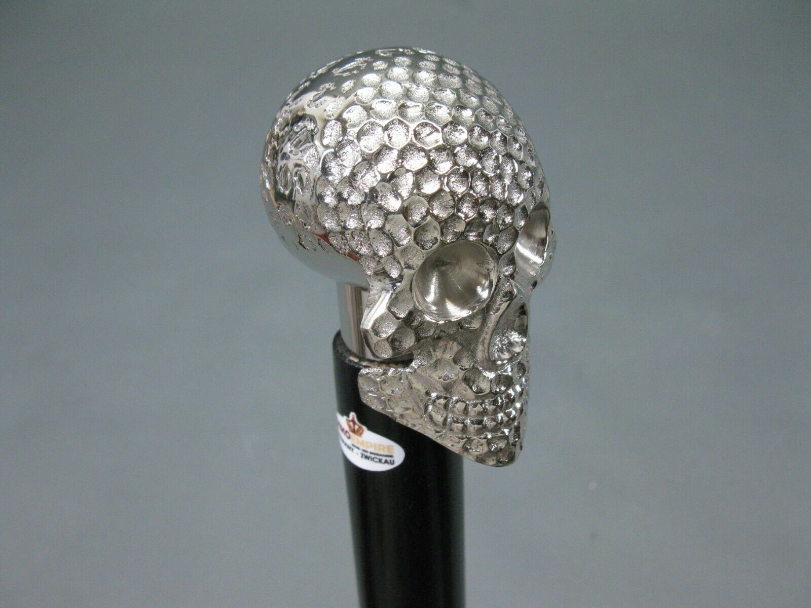 Solid Chrome Brass Skull Designer Head Handle Bla… - image 3