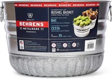Behrens (#32S) Galvanized Steel Bushel / Utility Basket – 1 Bushel (35 L)