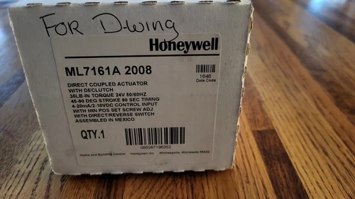 HONEYWELL ML7161A 2008 DAMPER ACTUATOR NON-SPRING RETURN 24 VAC 50/60 HZ NEW