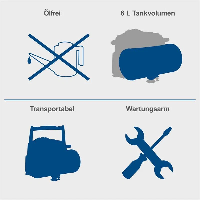 Compressore aria compressa Scheppach HC06 8bar oil-free + kit accessori - Immagine 4 di 4
