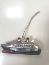 Pottery Barn OCEAN LINER CRUISE SHIP Christmas Tree Ornament NEW WITH TAGS
