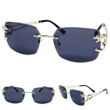 Men CLASSY Elegant Sophisticated Modern Retro SUN GLASSES Silver Frame Dark Lens