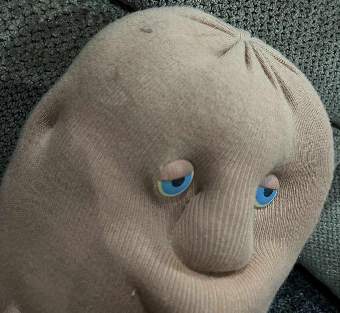 Vintage 1987 Couch Potato Plush Blue Eyes with Burlap Sack Coleco Inc