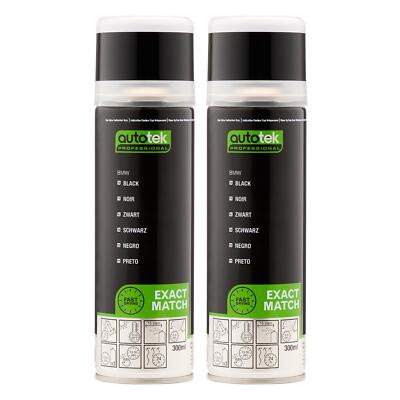 Autotek schnelltrocknender hochdeckender Aerosol-Sprühlack BMW schwarz 300 ml x2