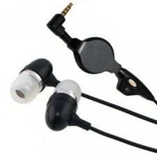 RETRACTABLE HEADSET HANDS-FREE EARPHONES MIC DUAL METAL EARBUDS for SMARTPHONES