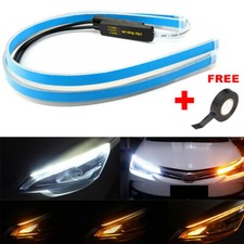 2 x 60CM Slim Amber Sequential Flexible LED DRL Turn Signal Strip for Headlight