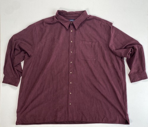 Harbor Bay Shirt Men's 5XL Plum Velour Button Shirt casual Modern Classic