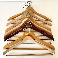 Lot Of 8 Misc Vintage Curved Wood Suit Coat Clothing Hangers organization