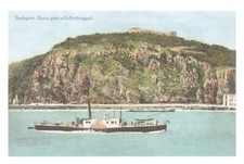 Postcard Hungary Budapest Gellért Hill Boat on Danube River Tourist Attraction