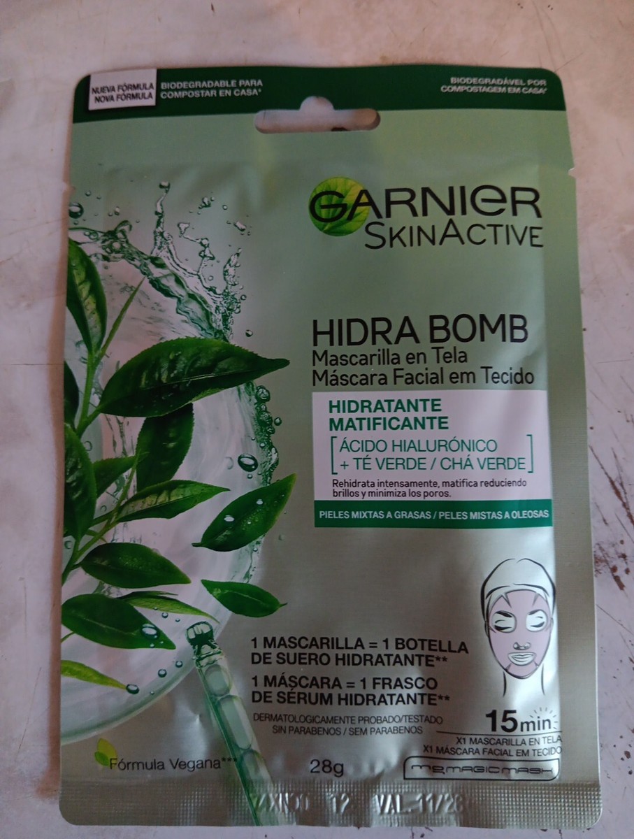 Garnier Hydra Bomb シートマスク 28g 12枚 Garnier Hydra Bomb Hyaluronic Acid + Green Tea+ Cha Verde Sheet