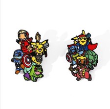 Assorted Pokemon In Marvel Superhero Costumes Unofficial Brooches Hat/Lapel Pins