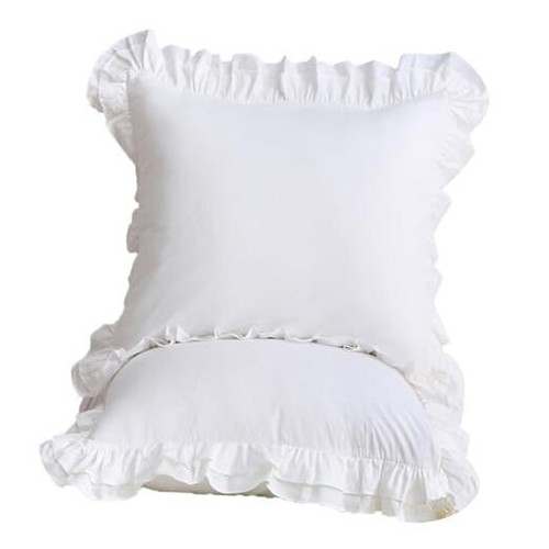 Ruffle Euro Pillow Sham Covers Set of 2, Cotton 26x26 inches Shabby