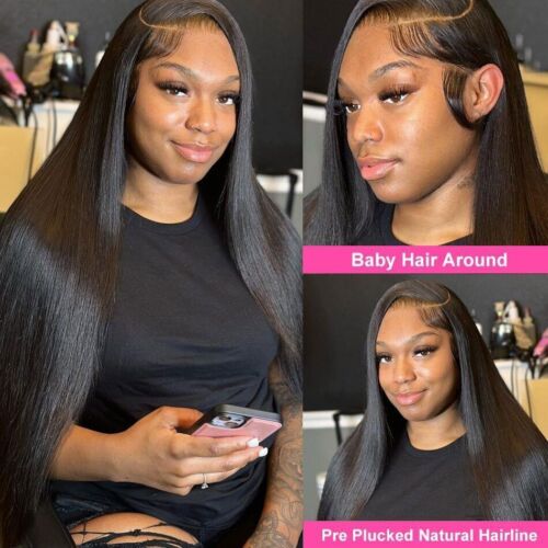Straight Hd 13x6 Lace Frontal Human Hair Wig Transparent 5x5 Glueless Wig - Picture 16 of 18