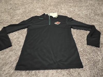 NHL Minnesota Wild Reebok Center Ice 1/4 Zip Black Pullover Unisex Small NWT