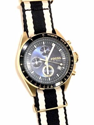 FOSSIL Chronograph Watch Men 10 ATM All Stainless Steel Navy  display picture 3