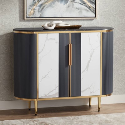 Jodie 39 1/2'' Wide White and Gray 2-Door Console Table