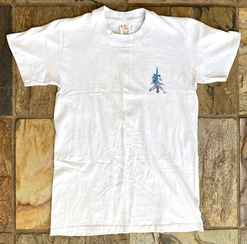 T-Shirt vintage Powell Peralta-1978-Skull Sword-S 34-36-Grigio-Hi Cru di Steadman - Foto 2 di 5