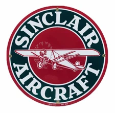 Sinclair Aircraft Gasoline  Porcelain Advertising Sign  