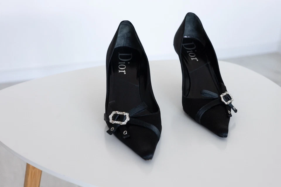 vintage y2k dior satin kitten heels with buckles - Image 4 of 4