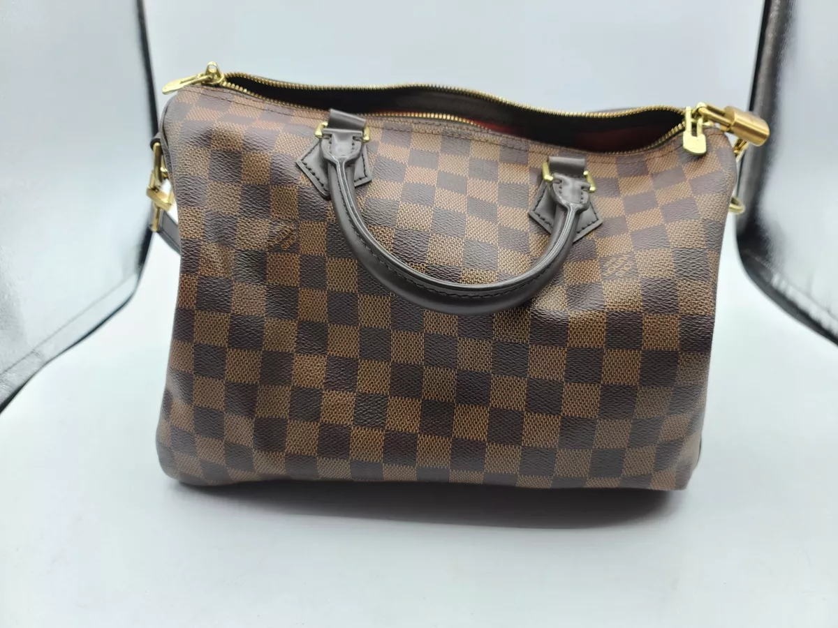 Louis Vuitton Speedy Bandouliere 30 Damier Azur Shoulder Hand Bag Added Insert Preowned