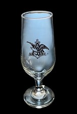 Vintage Anheuser Busch Budweiser Beer Stemmed Glass Gold Emblem 7-3/8” Excellent