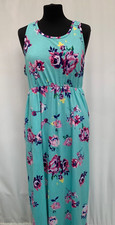 blue floral maxi dress size L sleeveless polyester blend womens