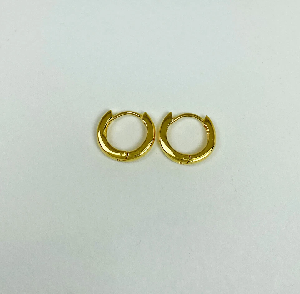 Round Huggie Earrings 925 Sterling Silver 3mm Wide, Handmade Unisex Earrings - Image 4 of 4