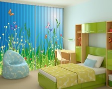 3D Color Butterfly Grass ZHUA3118 Photo Curtain Window Blockout Fabric Amy 2023