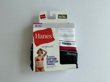 Hanes Originals Women  s Cotton Stretch Thongs - 3 Pack Size 8/XL BX5
