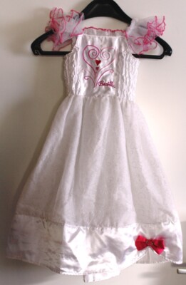 Original Barbie Kleid 104 / 110 / 116 Weiß Braut Prinzessin Karneval, Fasching