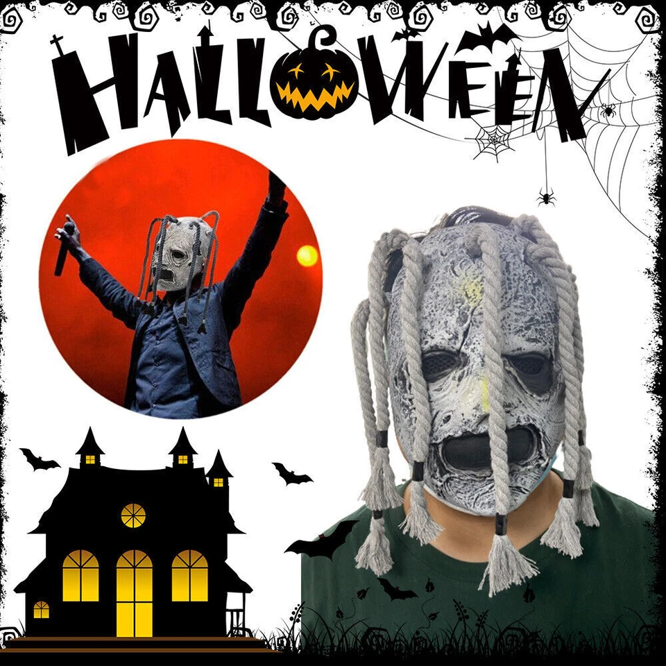 Halloween Cosplay Maske Slipknot Corey Taylor Latex Masken Dreadlocks Fancy Requisiten* - Bild 3 von 4