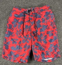 St Johns Bay Tropical Swim Trunks Hawaiian Mens Small Drawstring Lining