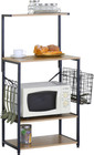4 Tier Microwave Oven Stand Shelf Rack With Hooks Kitchen Cutlery Storage