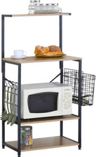 4 Tier Microwave Oven Stand Shelf Rack With Hooks Kitchen Cutlery Storage