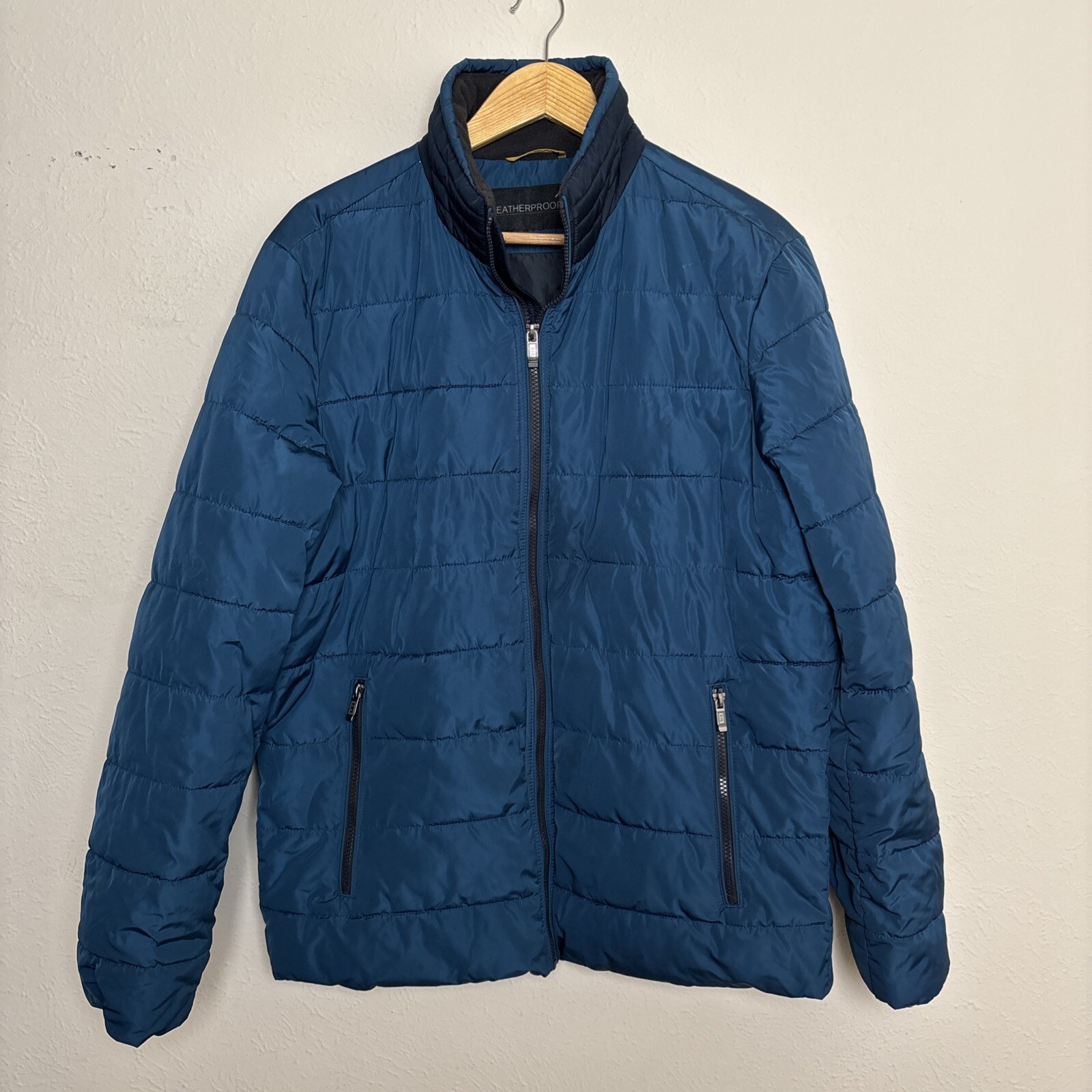 Men’s Weatherproof Ultra Luxe Blue Puffer Jacket Windproof Medium Coat