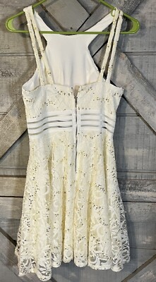 Women's City Triangle Party Dress White Lace Gold Sequins Sz 7 Short Y2K Vibe | eBay Women's City Triangle Party Dress White Lace Gold Sequins Sz 7 Short Y2K Vibe | eBay