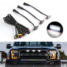 3x White Smoked LED Front Grille Grill Running Lights For Ford F150 Raptor Style