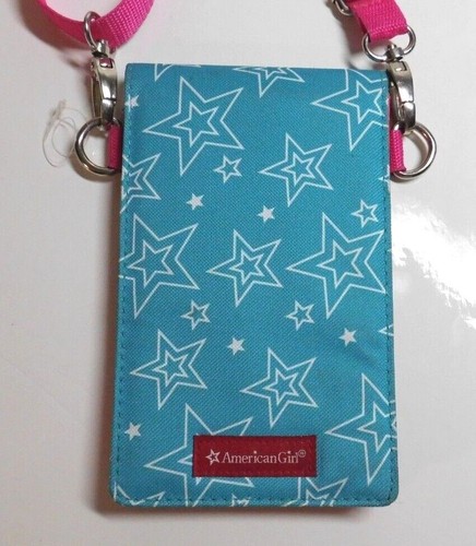 AMERICAN GIRL CROSSBODY BAG WALLET PURSE BLUE PINK STARS ADJUSTABLE STRAP nwot - Picture 2 of 10