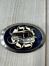 Bus Enamel belt buckle Blue White Transportation Drivers