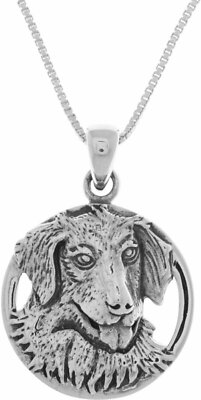 Jewelry Trends Sterling Silver Golden Retriever Canine Dog Pendant on Box Chain