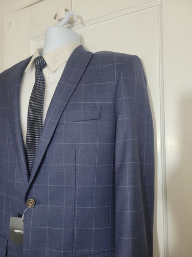 Blazer Indochino Laine Cachemire Bleu – 40R, Chirurgien Poignets, Fait Sur Mesure