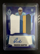 2025 Panini Phoenix Rookie Patch Auto Blue /49 Omarion Hampton Chargers RPS-OHN