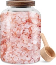 Bath Salt Container,Glass Baths Salts Jar with Wooden Lid and Scoop,Bathroom