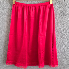 VTG Vanity Fair Lingerie Half Slip Skirt Small Red Nylon Lace Trim Antron III
