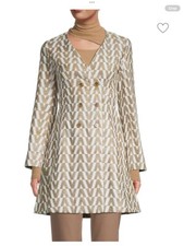 Valentino Logo Silk Lined Gold Coat Sz 10 AUTHENTIC NWT