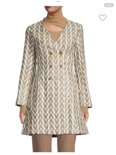 Cappotto Valentino logo seta foderato oro taglia 10 AUTENTICO nuovo con etichetta