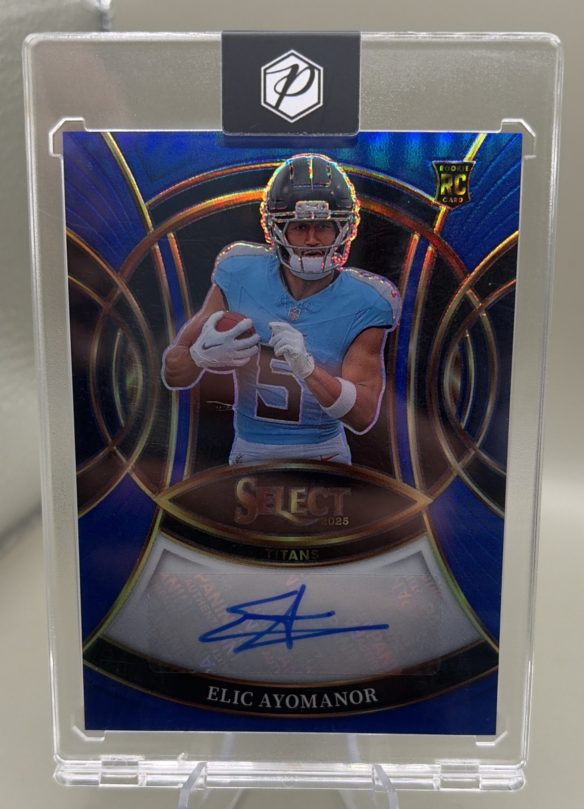 2025 Panini Select - Rookie Signatures Elic Ayomanor #RSI-EAR Blue Prizm /149...