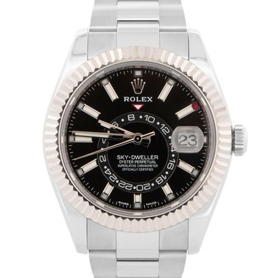 PAPERS Rolex Sky-Dweller 326934 Black 42mm OYSTER Stainless 18K Gold Watch BOX