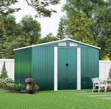 Metal Garden Shed 8 x 6 ft Storage Shed with Base Outdoor Tool Shed Gabled Roof